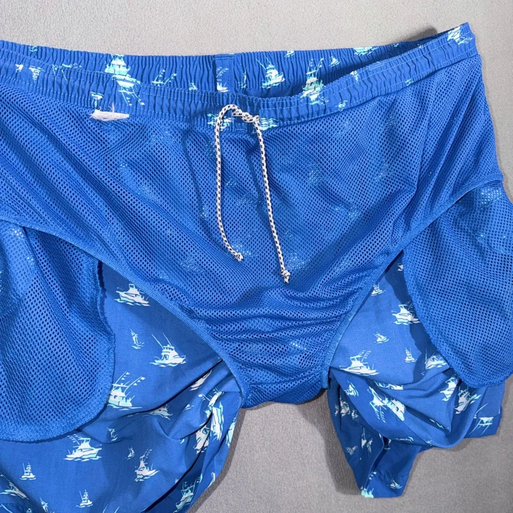 Columbia XL Blue Fishing‎ Boat Print PFG Backcast Coastal Nautical Gorpcore